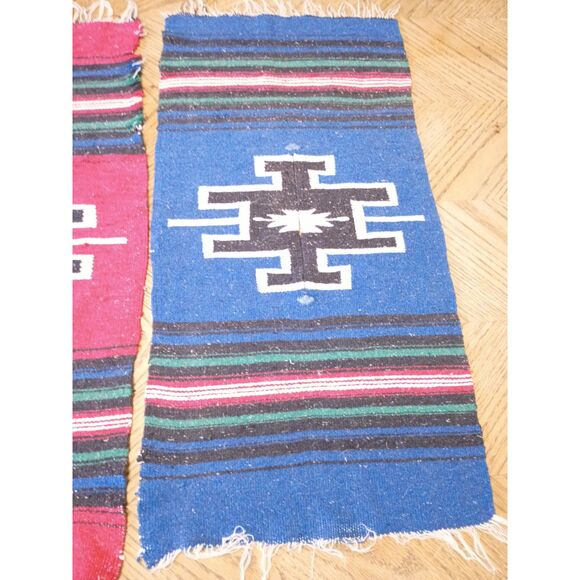 Set 3 Vintage Chimayo Weaving Miniature Rug Mats Southwest New Mexico 30" x 15" - Picture 4 of 4